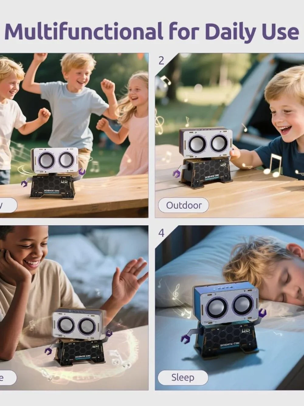 NEW Science STEM Toy DIY Bluetooth Speaker Kit Robot Electronic Set Wooden Puzzl